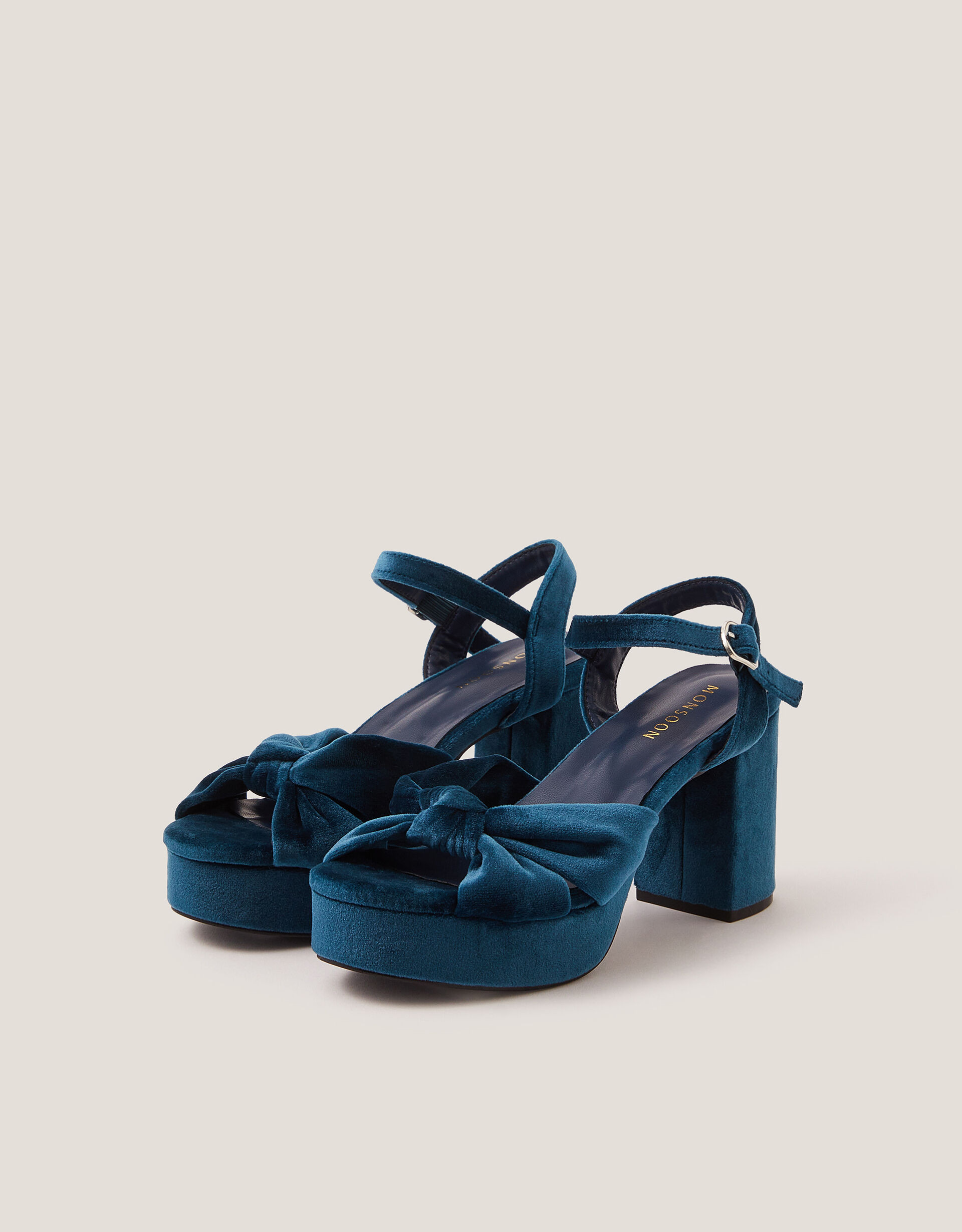 Nola Velvet Platform Heels Teal | Monsoon (UK)