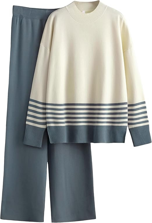 Tanming Women's Lounge Sets 2 Piece Outfits Knitted Pullover Sweater Tops Wide Leg Pants Tracksui... | Amazon (US)