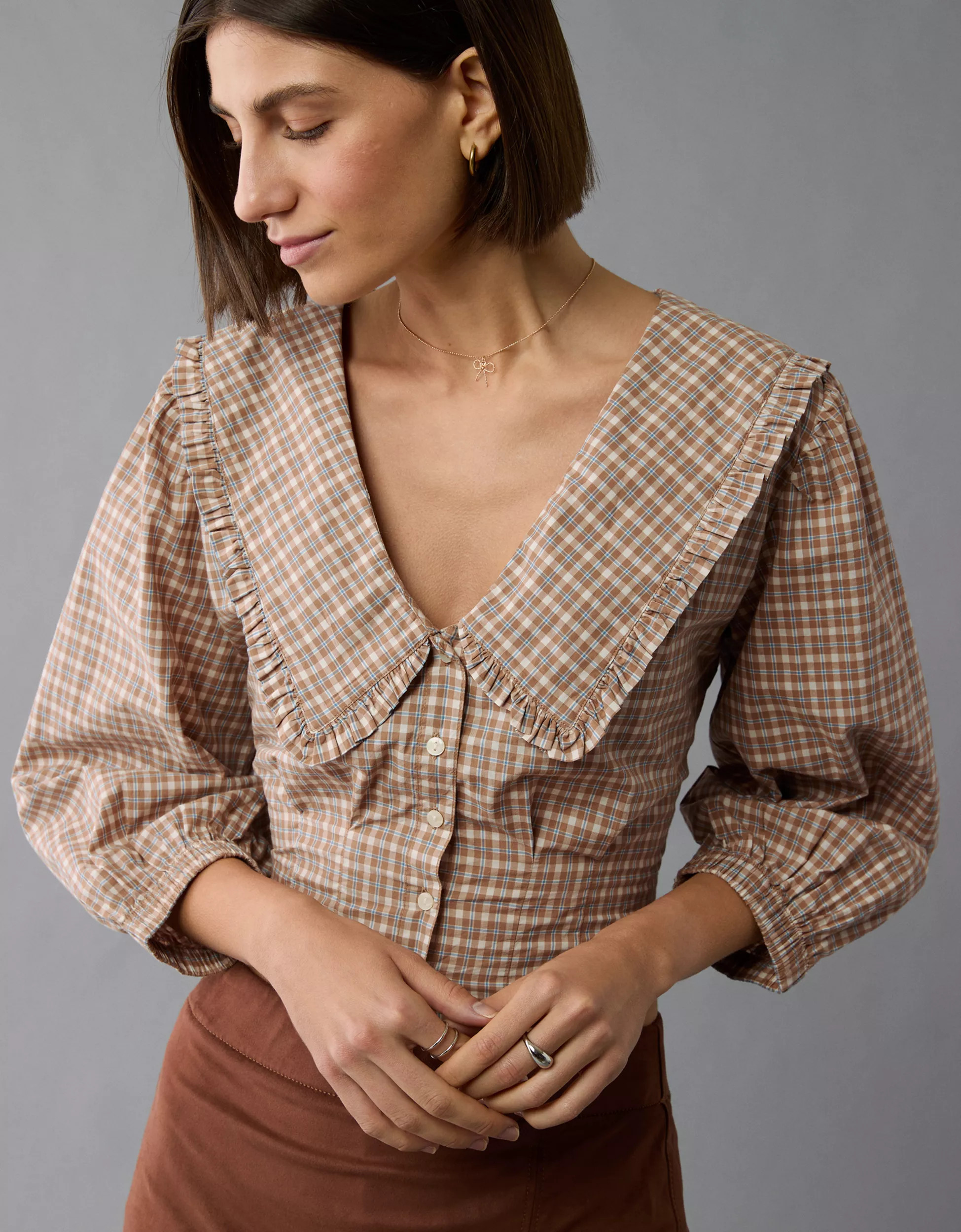 AE Oversized Collared Button-Up Shirt | American Eagle Outfitters (US & CA)