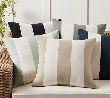 Classic Striped Outdoor Throw Pillow | Pottery Barn (US)