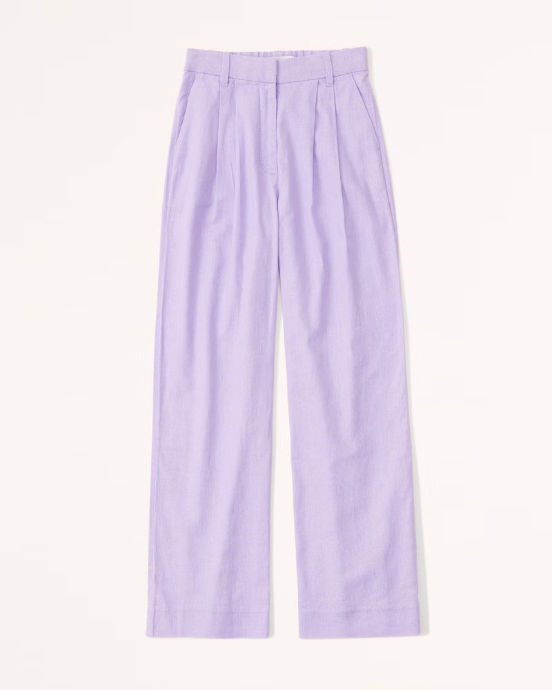 Linen-Blend Tailored Wide Leg Pant | Abercrombie & Fitch (US)