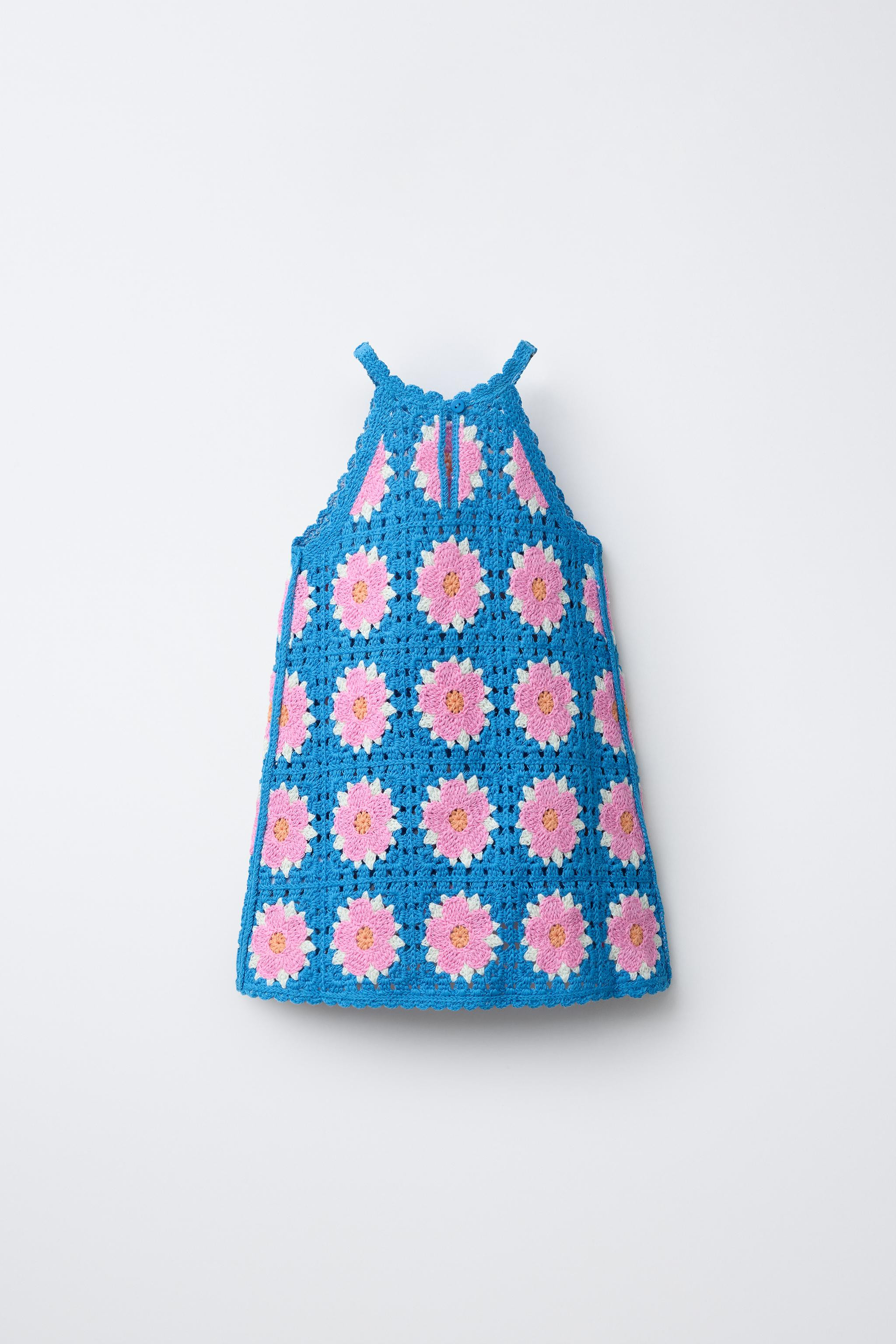 CROCHET KNIT FLORAL DRESS | Zara US