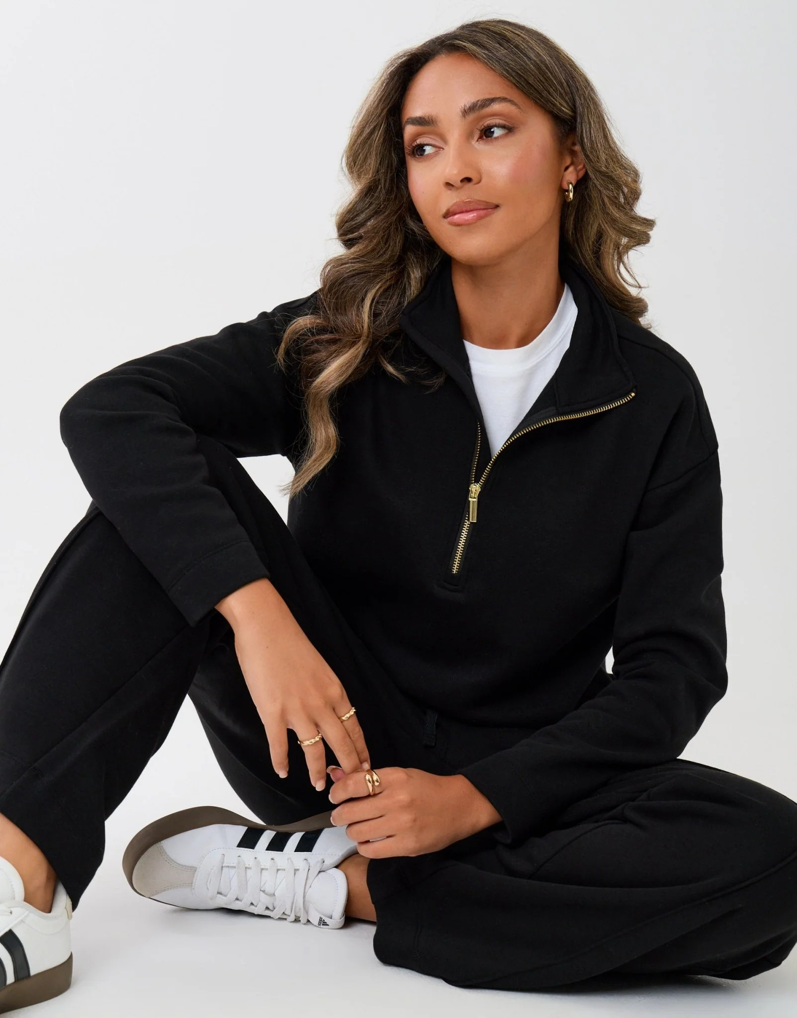 Threadbare Funnel Neck Wide Leg Sweat Set in Black | Threadbare UK