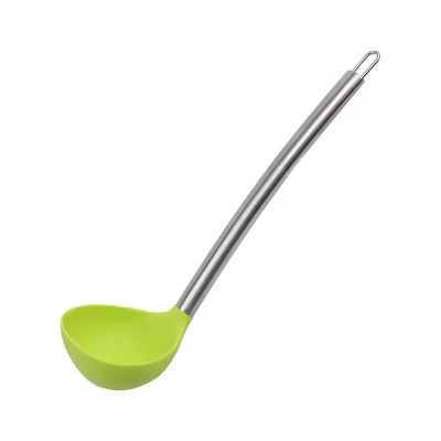 Unique Bargains Silicone Heat Resistant Stainless Steel Handle One Piece Design Soup Kitchen Spoon 12.4 Inch Length 1 Pc Green | Target