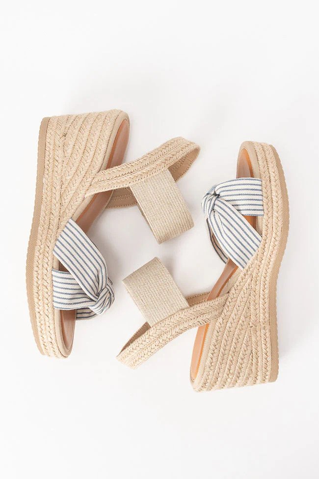 Patton Blue and White Striped Knot Wedges FINAL SALE | Pink Lily