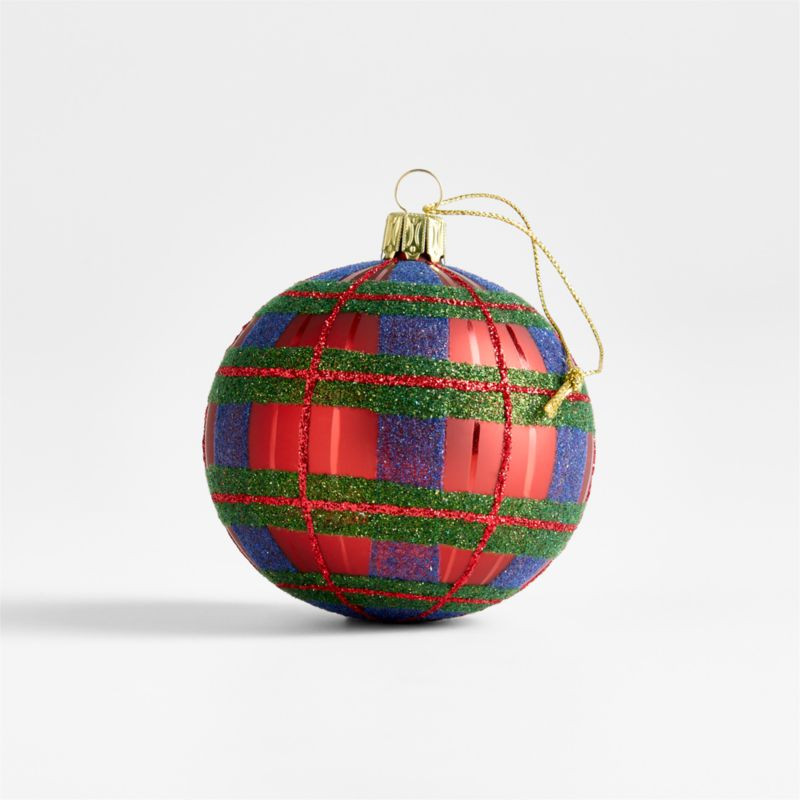 Plaid Ball Christmas Tree Ornament | Crate & Barrel | Crate & Barrel