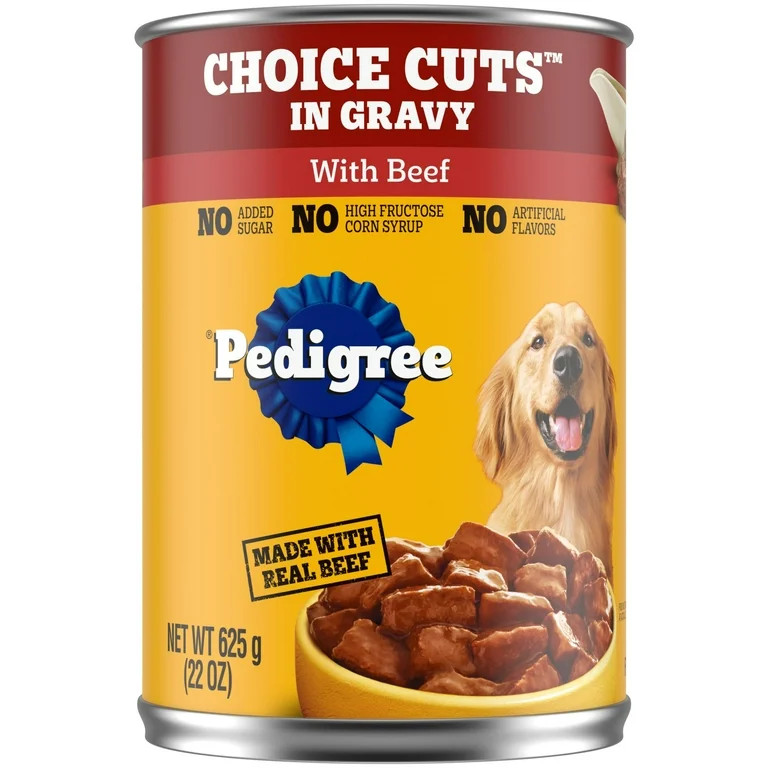 Pedigree Choice Cuts In Gravy With Beef Adult Canned Soft Wet Dog Food, 22 Oz. Can | Walmart (US)