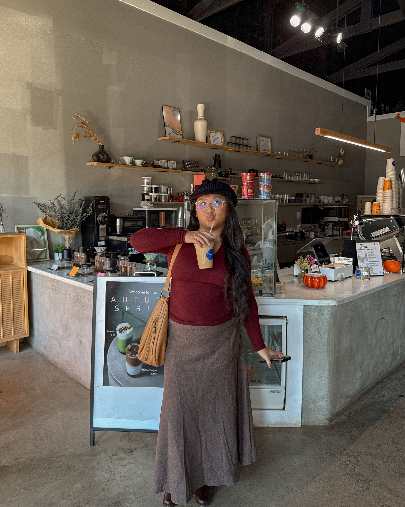 an effortless chic outfit for a coffee run: 

• red long sleeve + oatmeal wool maxi skirt with chocolate brown knee high boots

#LTKootd #LTKStyleTip #LTKPetite