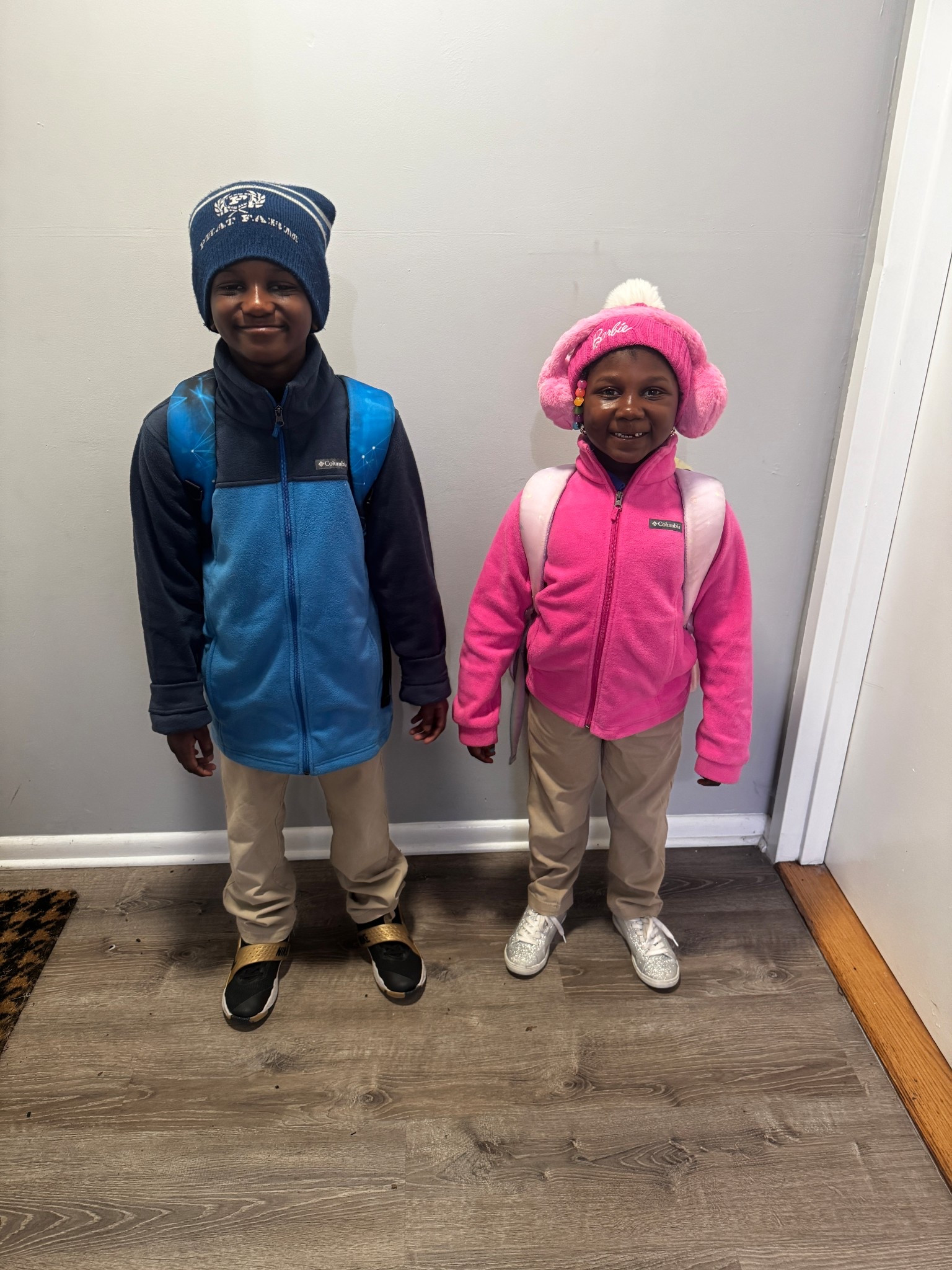 Fleece week is here! ☀️
With temps in the 60s, the kids don’t need heavy coats—just a cozy fleece + hat. 
On colder days, we’ll layer the fleece under their coats.
Matching sibling fleeces from @Macys  ( Colombia brand ) #macysfinds #siblingstyle 