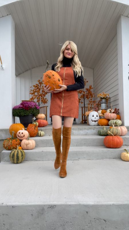 Front porch video clip for Halloween - linked my Fall Amazon outfit for under $50! Over the knee boots. Linked my ore lit trees from Amazon, and my Lowes Pumpkins! 

#LTKHalloween #LTKunder50 #LTKhome