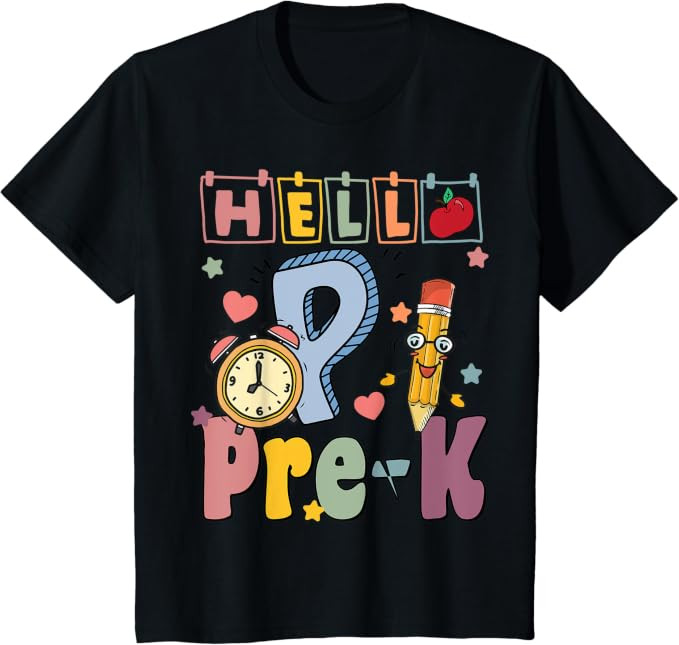 Hello PreK Teacher Pre K Toddler Boys Girls Back To School T-Shirt | Amazon (US)