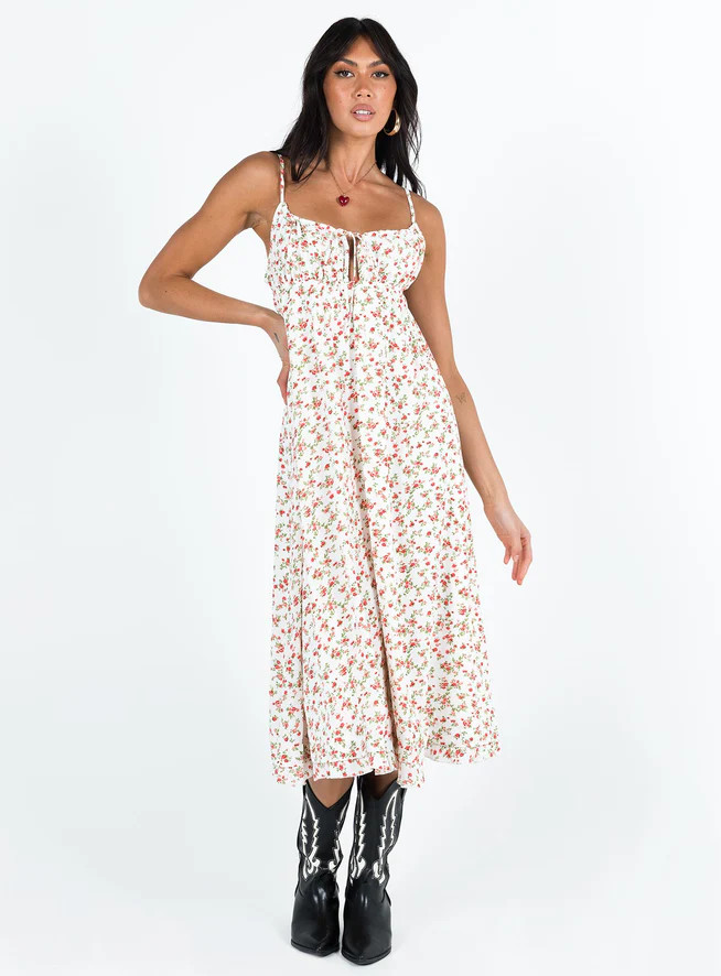 Empress Of Love Maxi Dress White / Red Floral | Princess Polly US