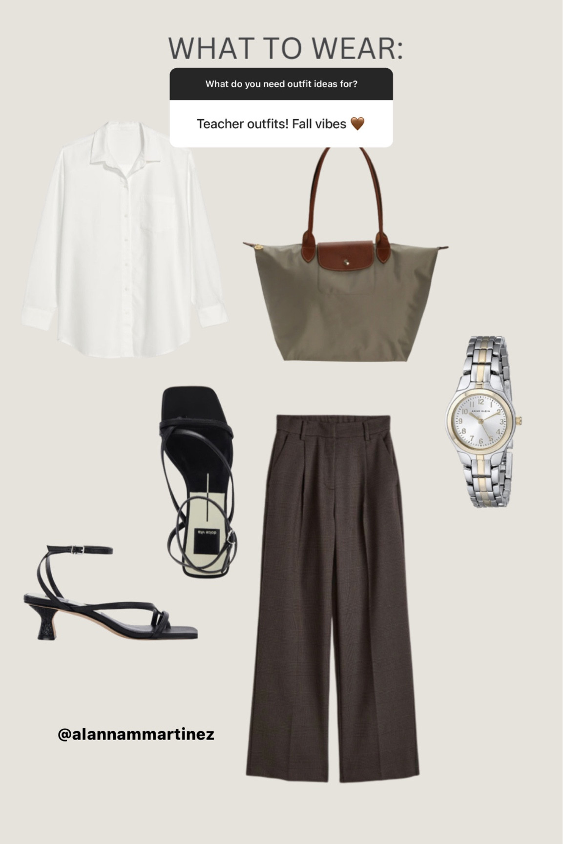 Fall outfit, teacher outfit, heels, longchamp back, two tone watch, workwear 

#LTKshoecrush #LTKSeasonal #LTKworkwear