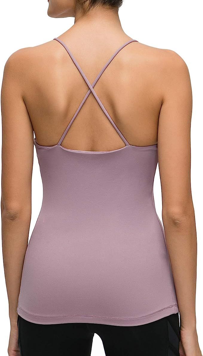 Lemedy Workout Tank Top Built in Bra Strappy Back Yoga Activewear for Women | Amazon (US)