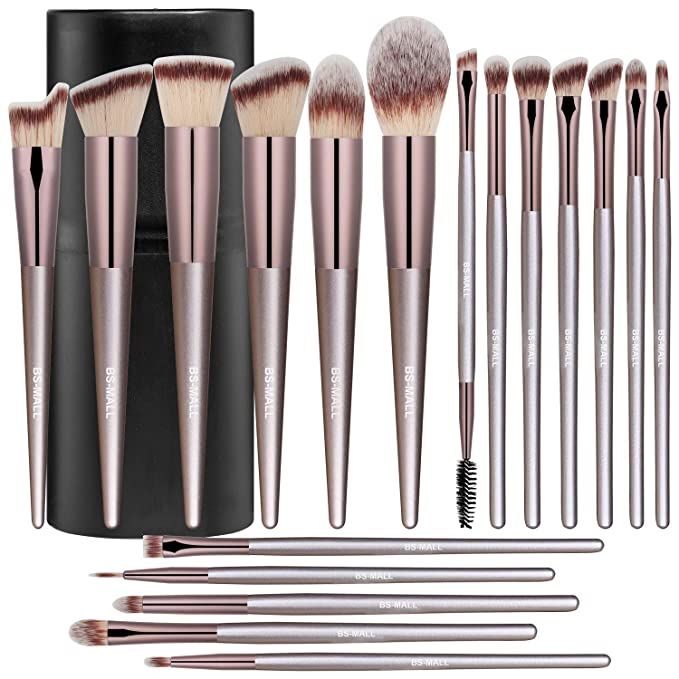 BS-MALL Makeup Brush Set 18 Pcs Premium Synthetic Foundation Powder Concealers Eye shadows Blush ... | Amazon (US)