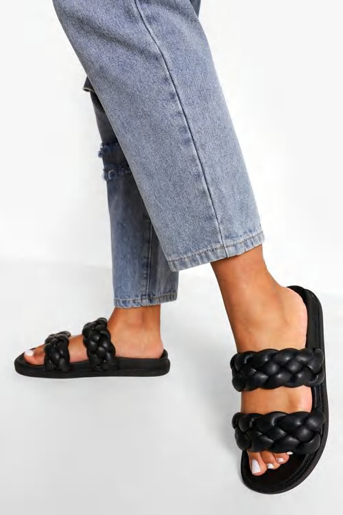 Plaited Double Strap Slider | Boohoo.com (US & CA)