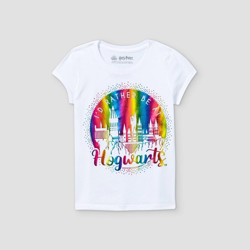 Girls' Harry Potter Rather Be At Hogwarts Short Sleeve Graphic T-Shirt - White | Target
