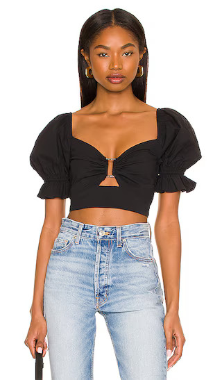 Elizabeth Puff Sleeve Top in Black | Revolve Clothing (Global)