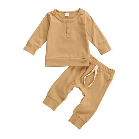 Dadaria Baby Clothes 0-18M Infant Newborn Baby Girls Boys Loose Solid Winter Warm T-shirt+Pants Outf | Walmart (US)