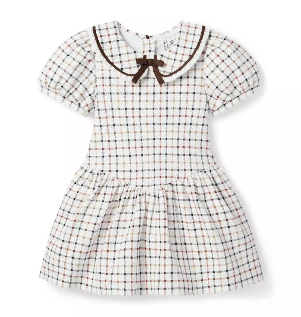 Janie and Jack | Plaid Ponte Dress - White / 5 | Janie and Jack