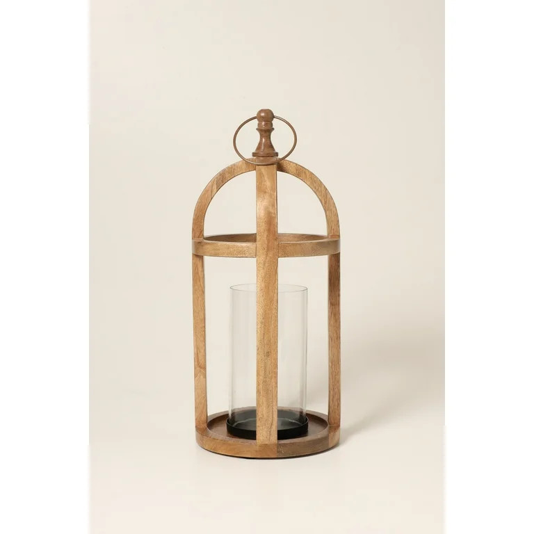 Natural Wood Metal Lantern Christmas Decoration, 16.60 in, by Holiday Time - Walmart.com | Walmart (US)