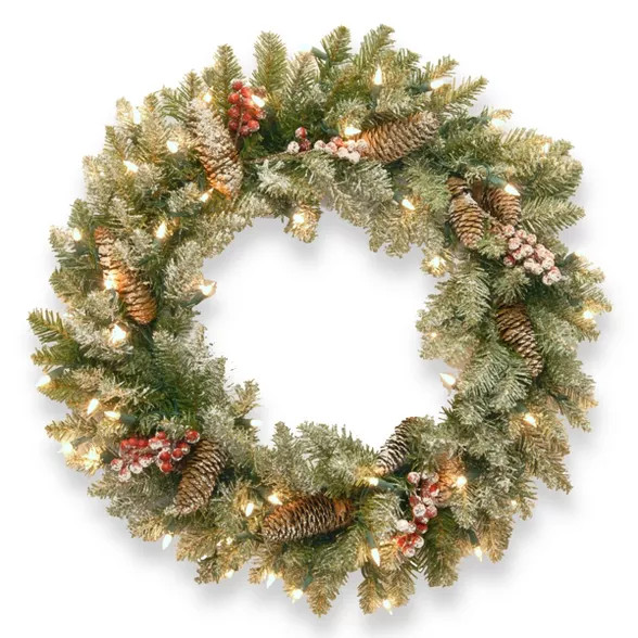 National Tree Company 30 in. Dunhill Fir Wreath with Clear Lights | Target