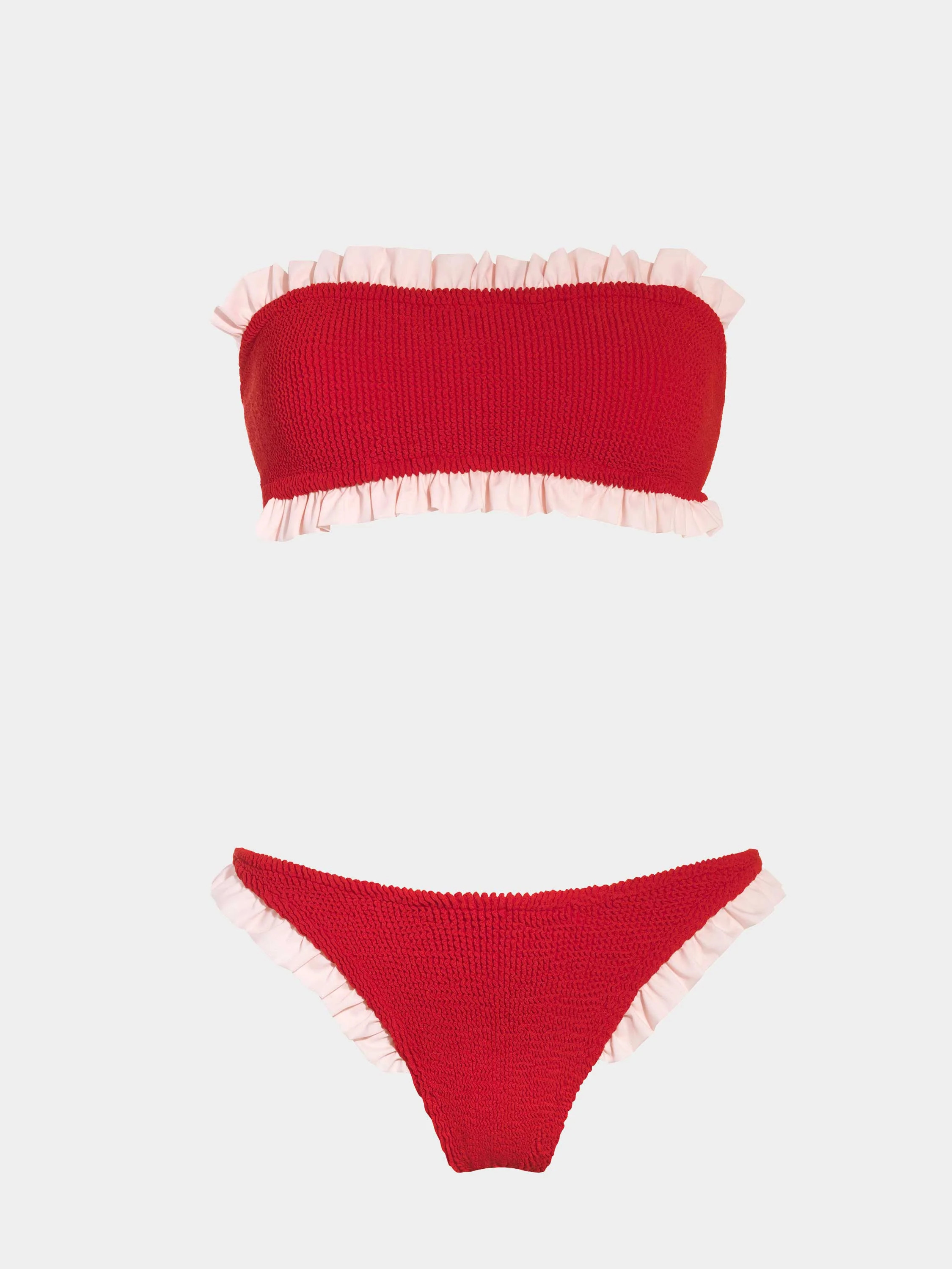 Tracey Frill Bikini - Red/Ballet Pink | HUNZA G