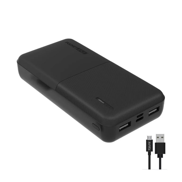 Pocket Juice Slim Pro 20,000mAh, Portable Power Bank and Charger with Dual USB Ports, Black | Walmart (US)