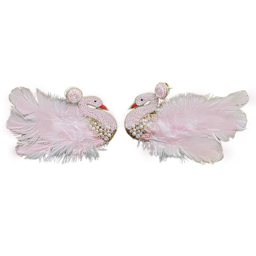 Pink Swan Feather Earrings | Beth Ladd Collections
