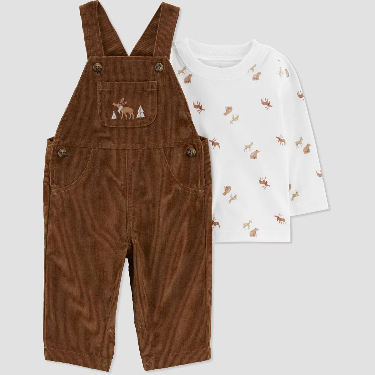 Carter's Just One You®️ Baby Boys' Reindeer Top & Overalls Set - Brown/Cream | Target