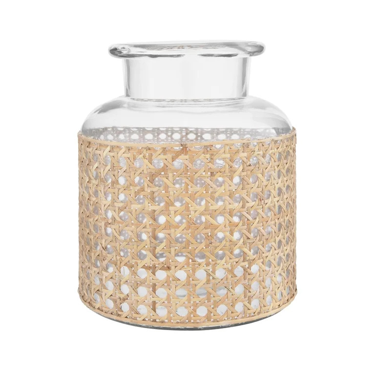 Bloomingville 8"H Glass Vase with Decorative Cane Sleeve | Walmart (US)