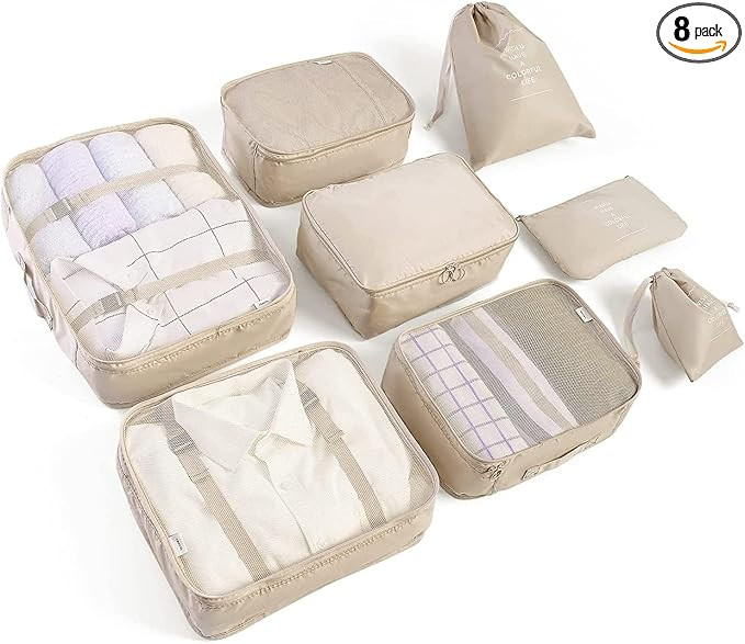 LANSKLBD 8 Set Packing Cubes for Suitcases Travel Luggage Packing Organizers,Travel Accessories E... | Amazon (US)