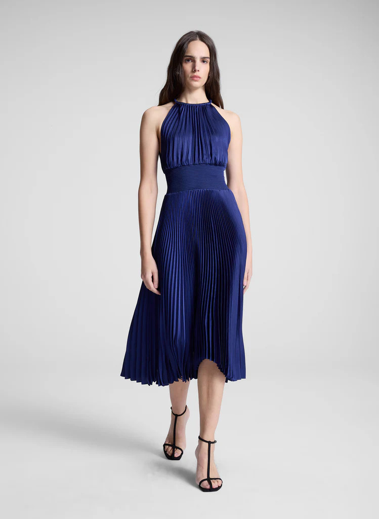 Renzo II Satin Pleated Dress | A.L.C