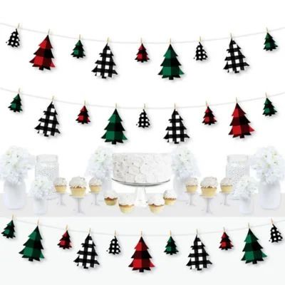 Holiday Plaid Trees - Buffalo Plaid Christmas Party DIY Decorations - Clothespin Garland Banner -... | Walmart (US)
