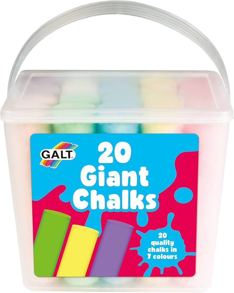 Galt 20 Giant Chalks - Extra Large Childrens Chunky Pavement Chalks - Bright Vibrant Colours - Wa... | Amazon (UK)