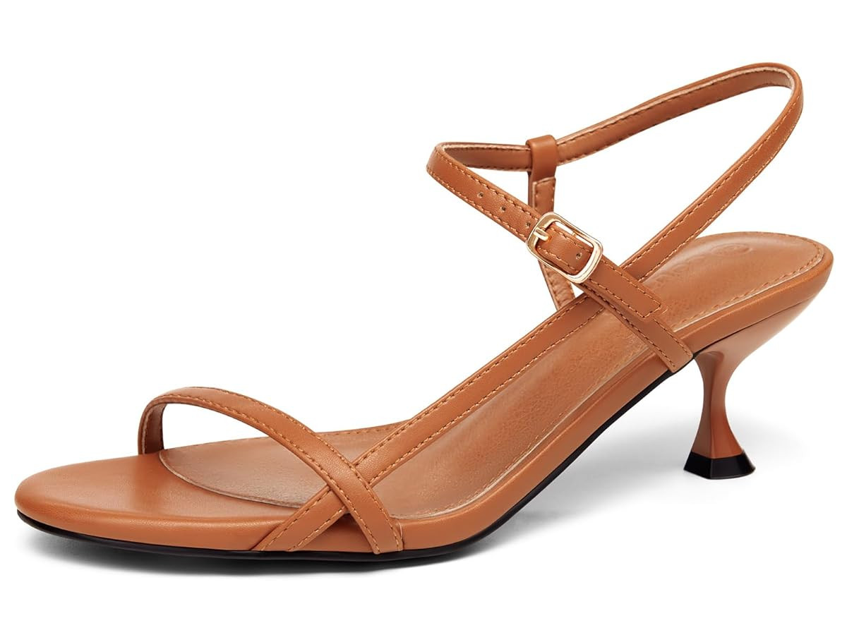 Coutgo Womens Strappy Heeled Sandals Kitten Low Heel Open Toe Ankle Strap Party Wedding Dress Sho... | Amazon (US)