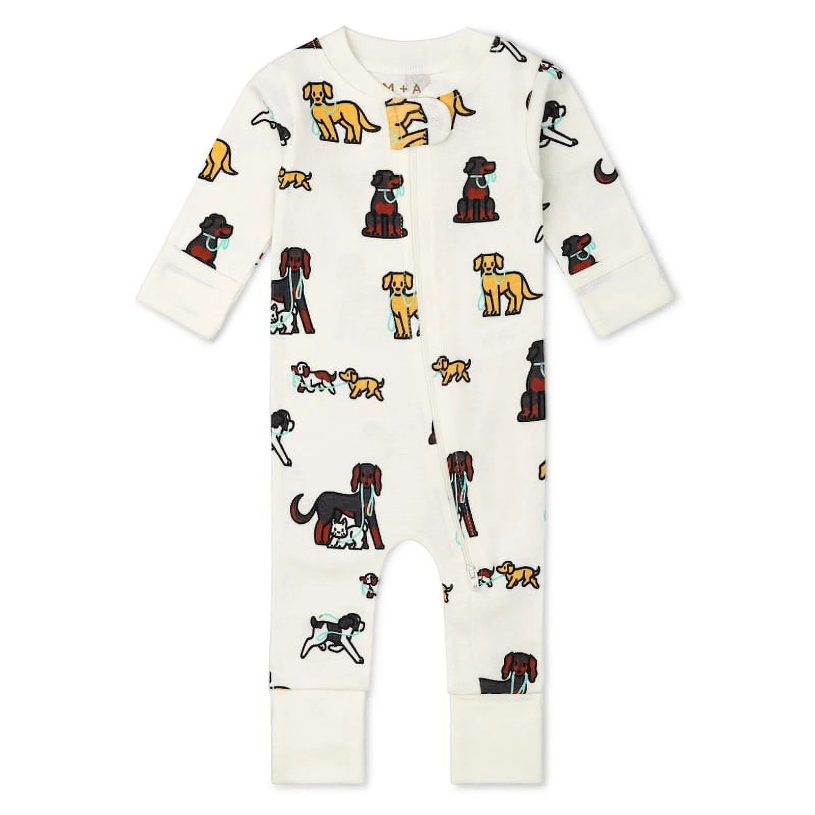 M+A by Monica + Andy Organic Cotton Gender Neutral Long Sleeve Baby One-Piece Pajama, Sizes Newbo... | Walmart (US)