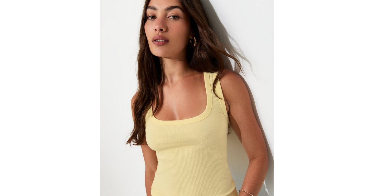 Light Yellow Square Neck Vest Top | New Look | New Look (UK)