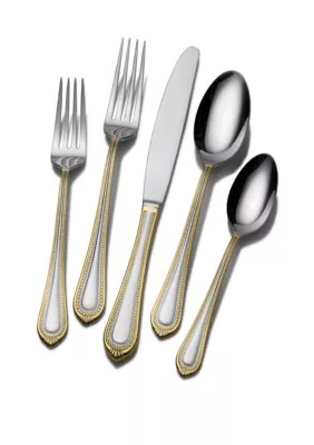 Mikasa Regent Bead Gold 65-Piece Stainless Steel Flatware Set, Service for 12 | Belk