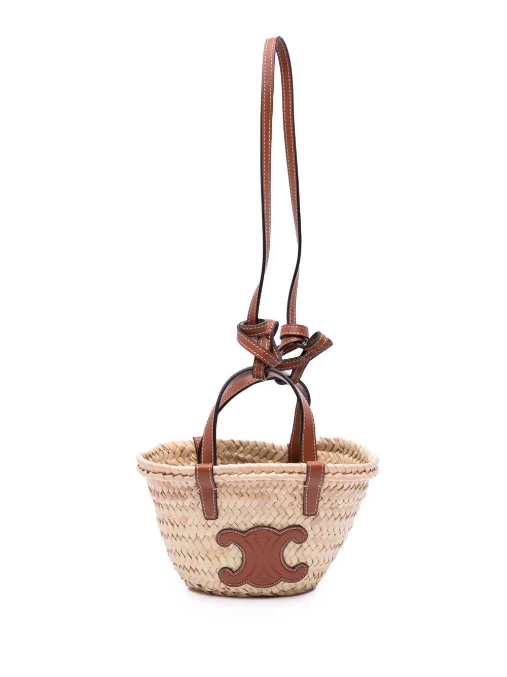 Celine Pre-Owned 2022 Nano Triomphe Raffia Classic Panier satchel - Brown | Farfetch Global