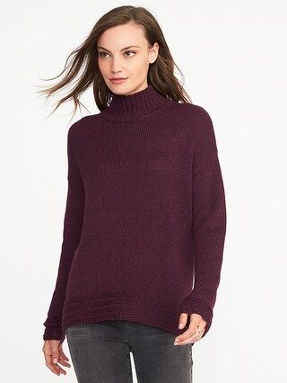 Old Navy Womens Mock-Neck Hi-Lo Sweater For Women Aubergine Size L | Old Navy US