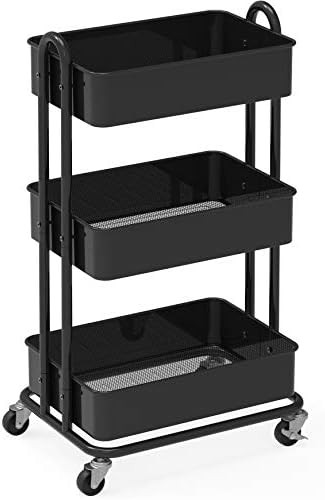 SimpleHouseware 3-Tier Metal Kitchen Cart Utility Rolling Cart, Black | Amazon (CA)