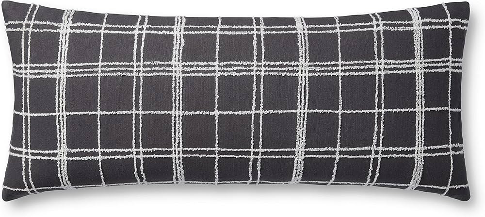 Jean Stoffer x Loloi Bernadette Collection PJS0012 Graphite / Ivory 13'' x 35'' Cover Only Pillow | Amazon (US)