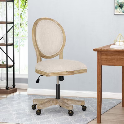 Lyngins Vintage Wooden Adjustable Home Office Desk Chair,Small Swivel Task Chair for Office,Study,Vanity Room,40" | Target