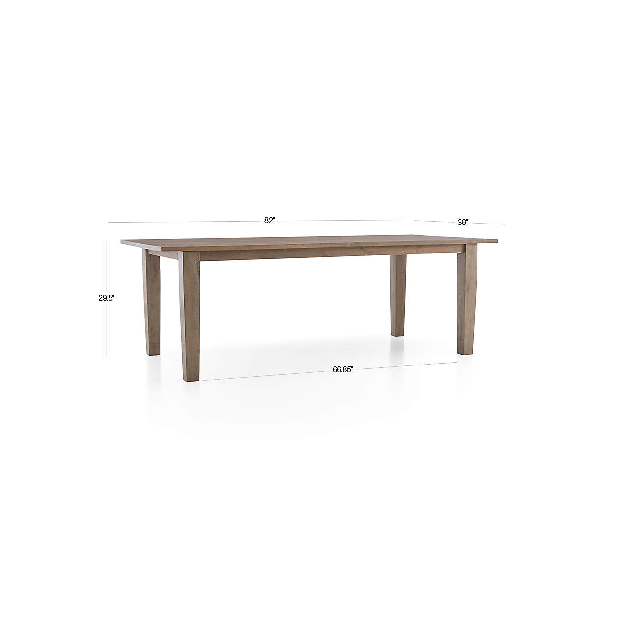 Basque 82" Weathered Light Brown Solid Wood Dining Table + Reviews | Crate & Barrel | Crate & Barrel