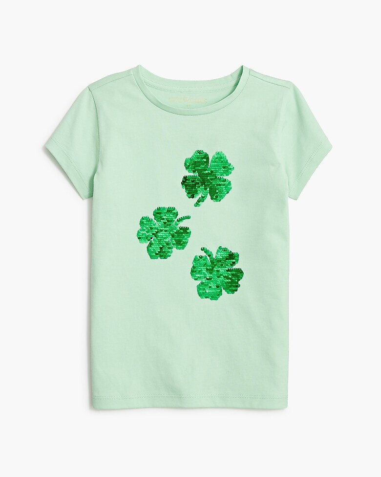 Girls' sequin clovers graphic tee | J.Crew Factory