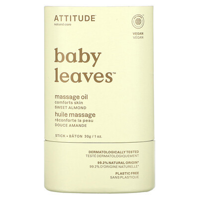 ATTITUDE, Baby Leaves™, Massage Oil Stick, Sweet Almond, 1 oz (30 g) | iHerb