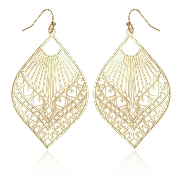 Time and Tru Women's Filagree Metal Boho Fishhook Basic Fashion Earrings | Walmart (US)