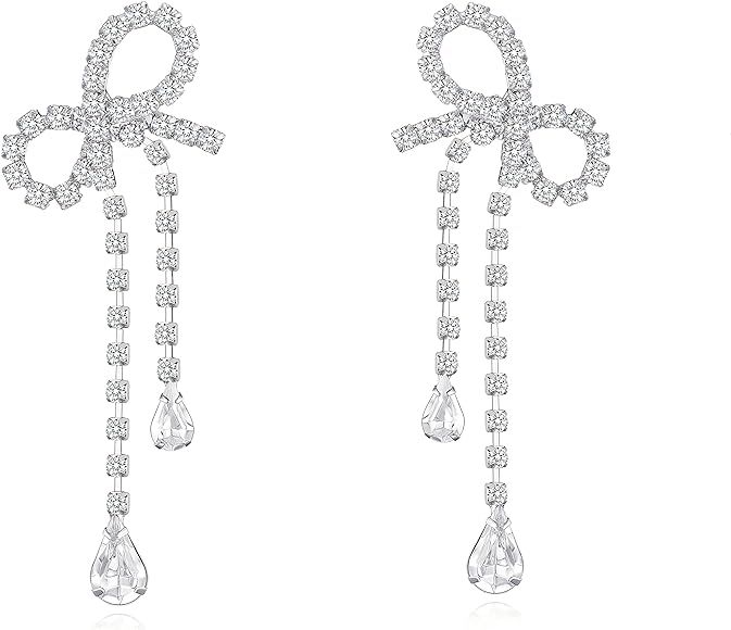 FAUTHENTICUTE Silver CZ Drop Earring for Women, Bow Drop Earrings | Amazon (CA)