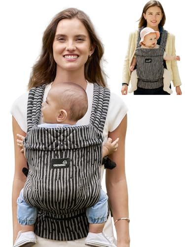 GROWNSY Baby Carrier Newborn to Toddler, Lightweight Ergonomic 7-44 lbs Newborn Carrier with Head Support, Easy to Wear Hands Free Infant Carrier for 0-36 Months, Black Flow Stripe | Amazon (US)